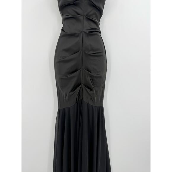 Vintage 90s Y2K Cache Strapless Mermaid Gown Black Ruched Sz 2 Dress Fairy Goth - Picture 5 of 15